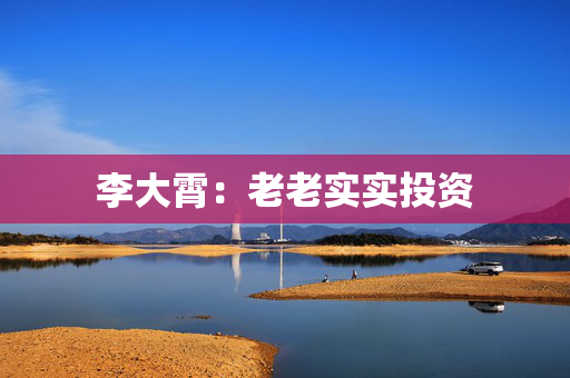 李大霄：老老实实投资