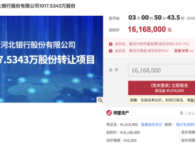 资产省内称王股权却 “无人接盘”！河北银行千万股股权再次流拍